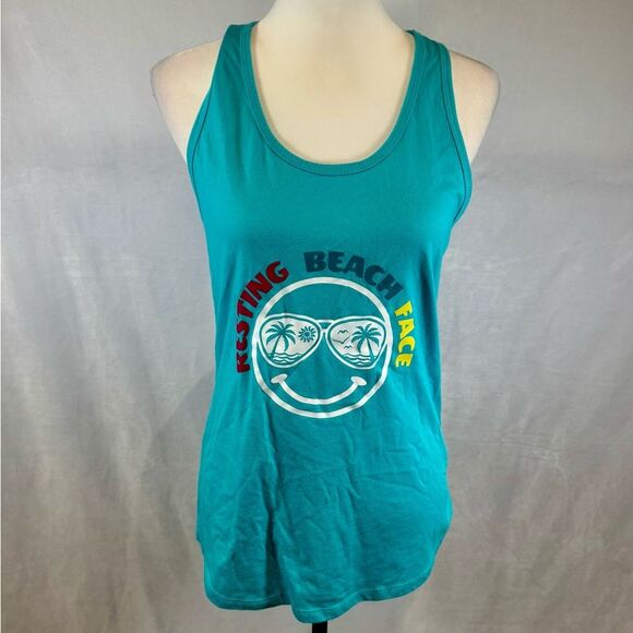 Two aqua turquoise summer racerback tank tops size large - Picture 2 of 9